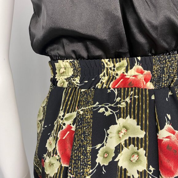 Vintage 90s gothic rose button-through midi skirt black medium - Picture 3 of 7